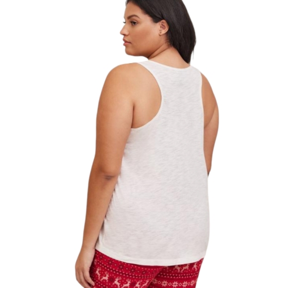 36. Torrid NWT ivory racerback sleep tee with holiday graphics - Picture 3 of 11